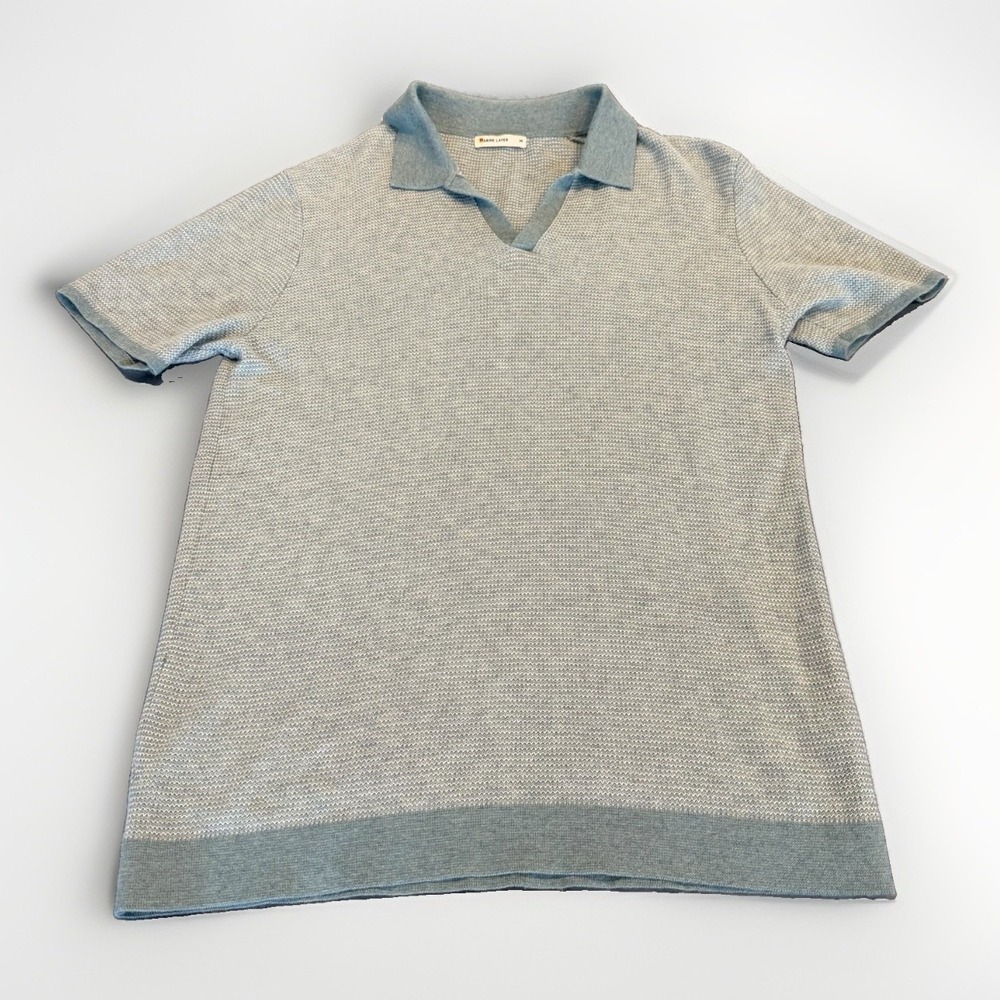 Marine Layer Liam Sweater Polo Shirt Men M Green Knit Wool Blend Huckberry